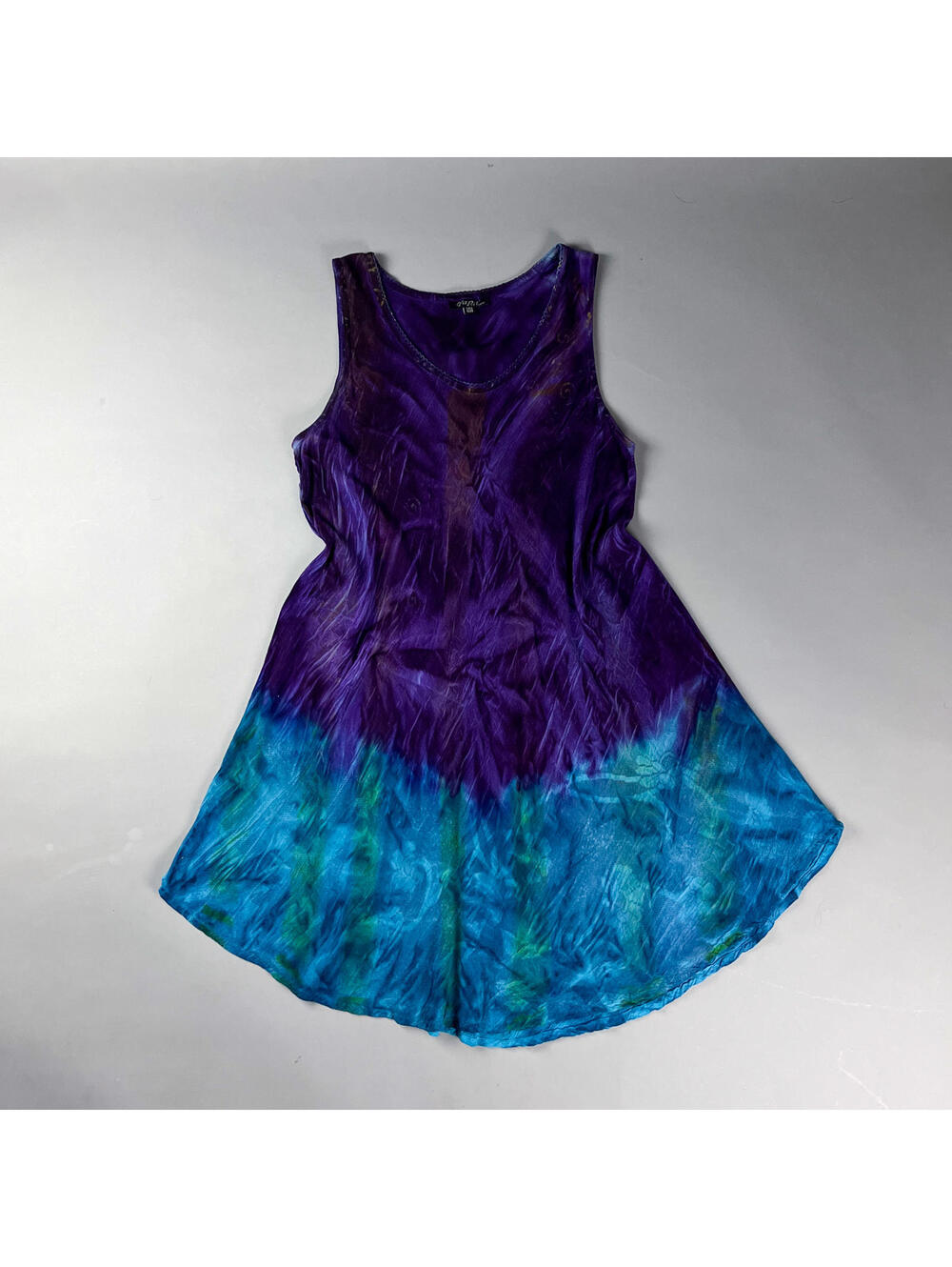 Y2K Sleeveless Tie-Dye Mini Dress Purple and Blue